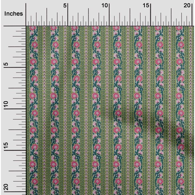 oneOone Polyester Lycra Fabric Leaves & Floral Block Print Sewing Fabric BTY 56 Inch Wide