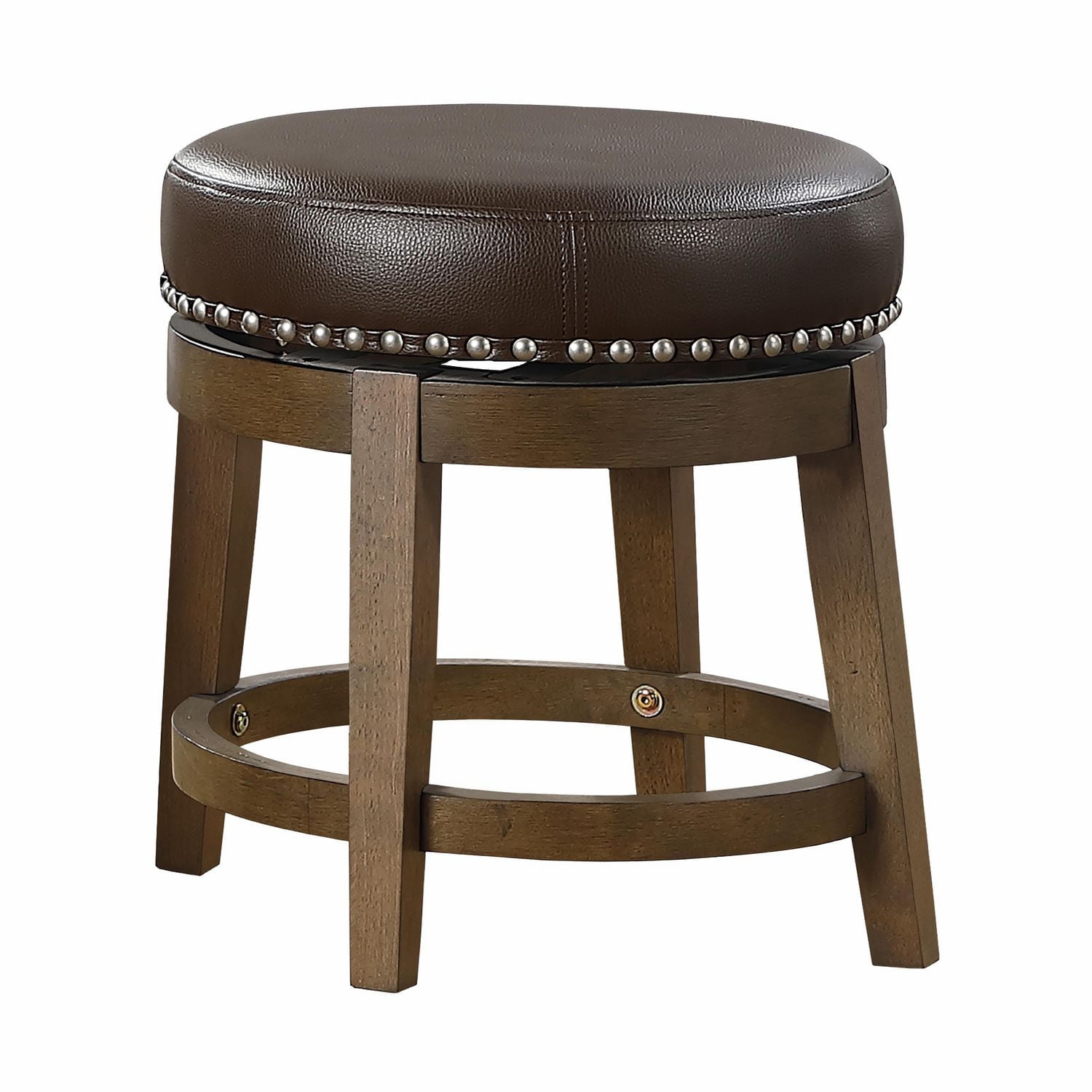Topline Home Furnishings Round Swivel Stool, Faux Leather