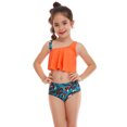 thumbnail image 3 of Faithtur Family Matching Swimwear Mom and Daughter Patchwork Bra Ruffled Tops with Briefs Beachwear, 3 of 7