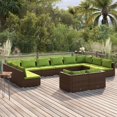 thumbnail image 1 of vidaXL 12 Piece Garden Lounge Set with Cushions Brown Poly Rattan, 1 of 4