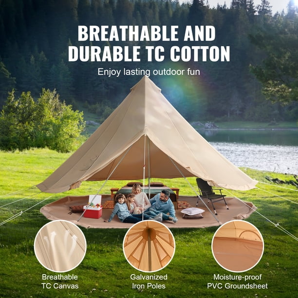 KFFKFF Canvas Bell Tent, 4 Seasons 3 m/9.8ft Yurt Tent, Canvas
