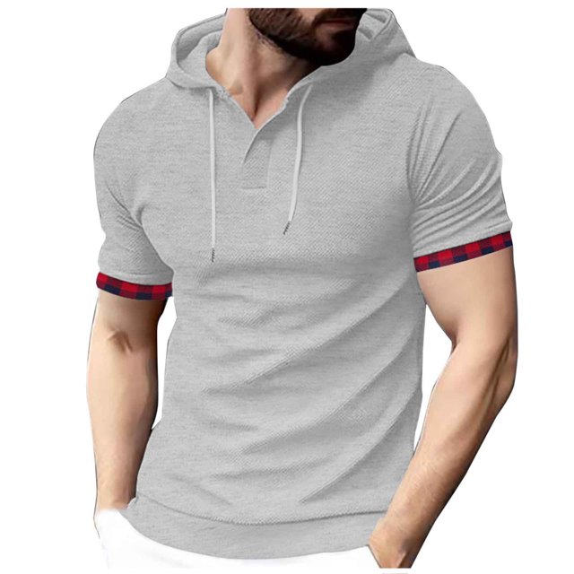 Birdeem Chemise pour Hommes, Manches Courtes, à Capuche, Décontractée, Sportive