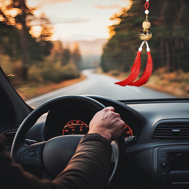 TopLLC Car Pendant With Sand Auspicious Clouds Rearview Mirror Tassel Pendant Plastics trailer