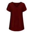 thumbnail image 5 of Birdeem T-Shirt à Manches Courtes en Chiffon Uni Décontracté Col en V pour Femmes, 5 of 5