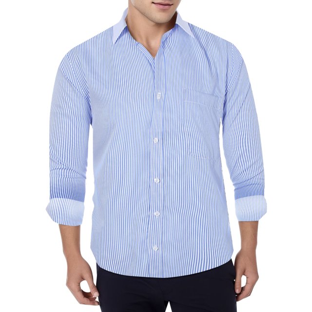 XDZJLR Chemise Homme Décontractée Business Couleur Unie Col à Revers Manches Longues