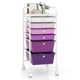 thumbnail image 1 of Costway 6-Drawer Rolling Art & Craft Storage Cart with Removable Drawers & Metal Frame, Lockable Wheels Gradient Purple, 1 of 10