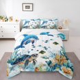 thumbnail image 2 of Erosebridal Blue Dolphin Bedding Full Comforter Set, Sea Turtle Down Comforter, Ocean Print Decor, Reversible 3 Pieces, 2 of 7
