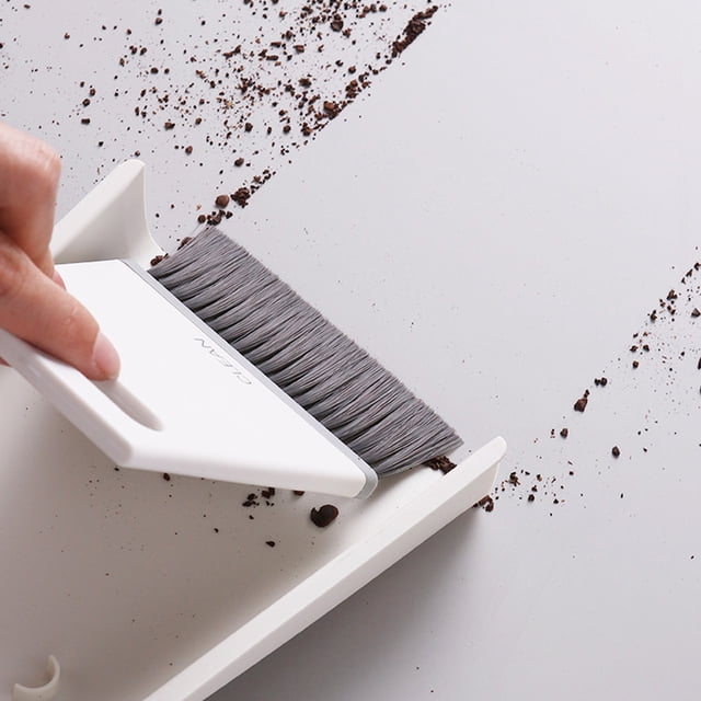 Mini Dustpan Brush Kits, Portable Compact Dust Pan and Hand Broom Nesting Snap On Design for Countertop Sofa Key Board Cleaning