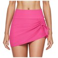 thumbnail image 1 of High Waisted Pleated Slit Drawstring Swim Skirt Shorts Exposure Double Layer Triangle Yoga Bottoms For Women, 1 of 4