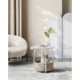 thumbnail image 2 of VASAGLE Small Round Side End Table, Modern Nightstand with Fabric Basket, Matte White and Camel Brown, 2 of 5