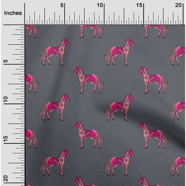 oneOone Polyester Lycra Fabric Horse Block Decor Fabric Printed BTY 56 Inch Wide
