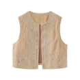 thumbnail image 1 of Diconna Gilet pour Femmes, Sans Manches à devant Ouvert avec Broderie de Fleurs et Paillettes, Gilet d'Extérieur pour la Rue Cual, 1 of 9