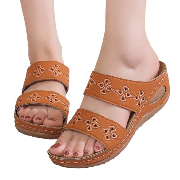 LSLJS Women's Ladies Girl Comfortable Hollow Flowers Open Toe Sandals Soft Sole Shoes, Platform Slippers