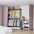 thumbnail image 3 of M MZG Clothing Rack Heavy Duty Rolling Garment Rack 3 Tiers Adjustable Wire Shelving Clothes Rack with Double Rods and Side Hooks, Freestanding Wardrobe Closet with Lockable Wheels, 3 of 5
