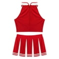 thumbnail image 4 of Oyolan Ensemble d'Uniforme de Cheerleader Sans Manches pour Femmes Adultes Jupe Plissée Mini Rouge TTG, 4 of 5