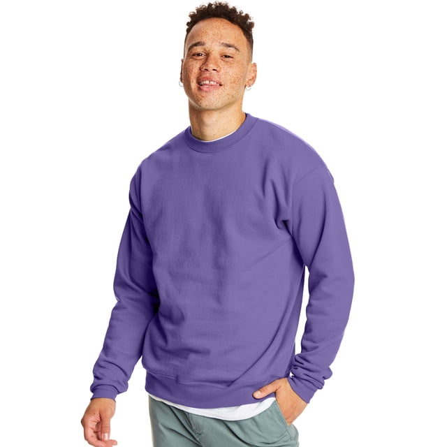 Hanes Mens EcoSmart Fleece Crewneck Sweatshirt, 3XL, Purple