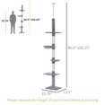 thumbnail image 2 of 5-Tier Grey Cat Climbing Tree & Activity Center - Floor to Ceiling Cat Tower with Scratching Post - 90.5" Adjustable Height for Living Room & Bedroom Play, 2 of 7