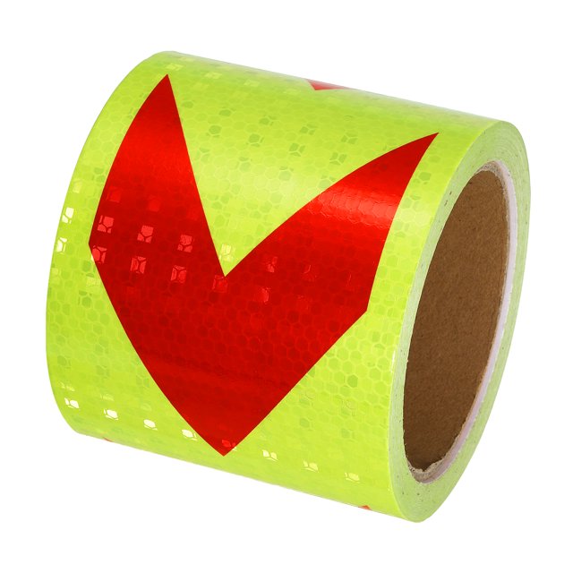 Unique Bargains Ruban Réfléchissant, Ruban de Sécurité Adhésif Imperméable Flèche 4 Pieds x 33 Pieds, Jaune Fluorescent Rouge