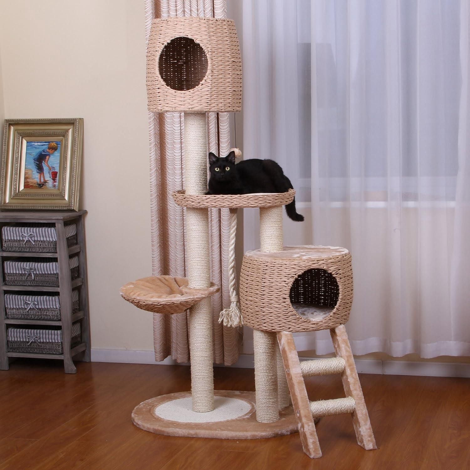 Arbre à chat à plusieurs niveaux Petpals Group co-op avec condo et teaser