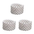 thumbnail image 4 of Thinsony Femmes Chic Perle Strass Stretch Bracelet Mariage Bal pour Mariée Blanc 6 Rangée 3Set, 4 of 6