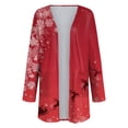 thumbnail image 4 of WUANDIXFA Cardigan à Manches Longues pour Femmes, Chandails pour Femmes, Cardigan à Imprimé de Noël avec Poches, Cardigan à Manches Longues Longueur Midi, Cardigan Décontracté, Rouge Brique, TG, 4 of 6