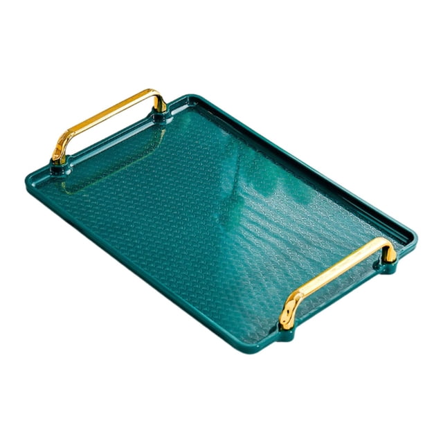 veasfak Serving Tray with Handle Storage Organizer Coffee Table Tea Tray Vanity Tray green medium