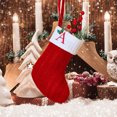 thumbnail image 2 of Christmas Tree Decorative Socks With Embroidered Initial Letters Red Green White Knit Stockings, 2 of 2