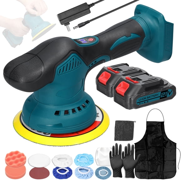 Mistaha Cordless Electric Polisher Kit with Multiple Accessories for Wood Sanding, Metal Rust Removal, Car Polishing, and Paint Polishing - 21V Lithium Car Detailing Machine