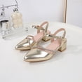 thumbnail image 2 of Gold Sandal Heels Hollow-Out Breathable Princess Sandals for Girls Spring/Summer Style Soft Sole Bow-Decorated for Medium and Large Children Small Heel Sandals, 2 of 6