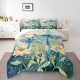 thumbnail image 1 of Erosebridal Ensembles de Literie Libellule Sauvage Complet avec Couette, Insert de Couette Fleurs de Lotus Botaniques Feuilles, Réversible 3 Pcs, Respirant, 1 of 7