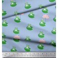 thumbnail image 2 of Soimoi Poly Crepe Fabric Lotus & Frog Kids Printed Fabric 1 Yard 52 Inch Wide, 2 of 3