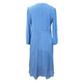 thumbnail image 1 of Sexy Dance Robe Longue pour Femmes, Décor de Boutons, Robes Maxi, Col en V, Plissée, Manches Longues, Bleu Pâle, S, 1 of 5