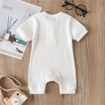 thumbnail image 3 of Wangsaura Newborn baby short-sleeved solid color knitted ribbed buttonjumpsuit, 3 of 5