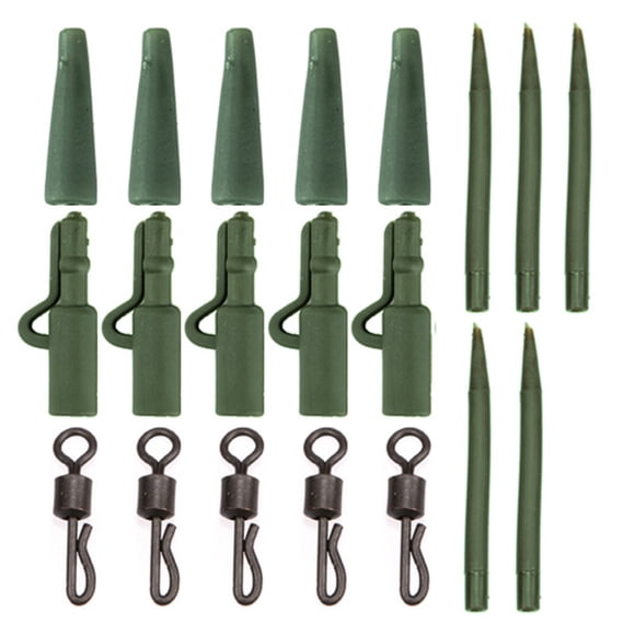 ZheElen 20pcs Carp Fish Accessories Leads Clip Wear-resistant Waterproof Rubber Anti Tangles Sleeves Carps Rig Reusable Fishing Tackle Green
