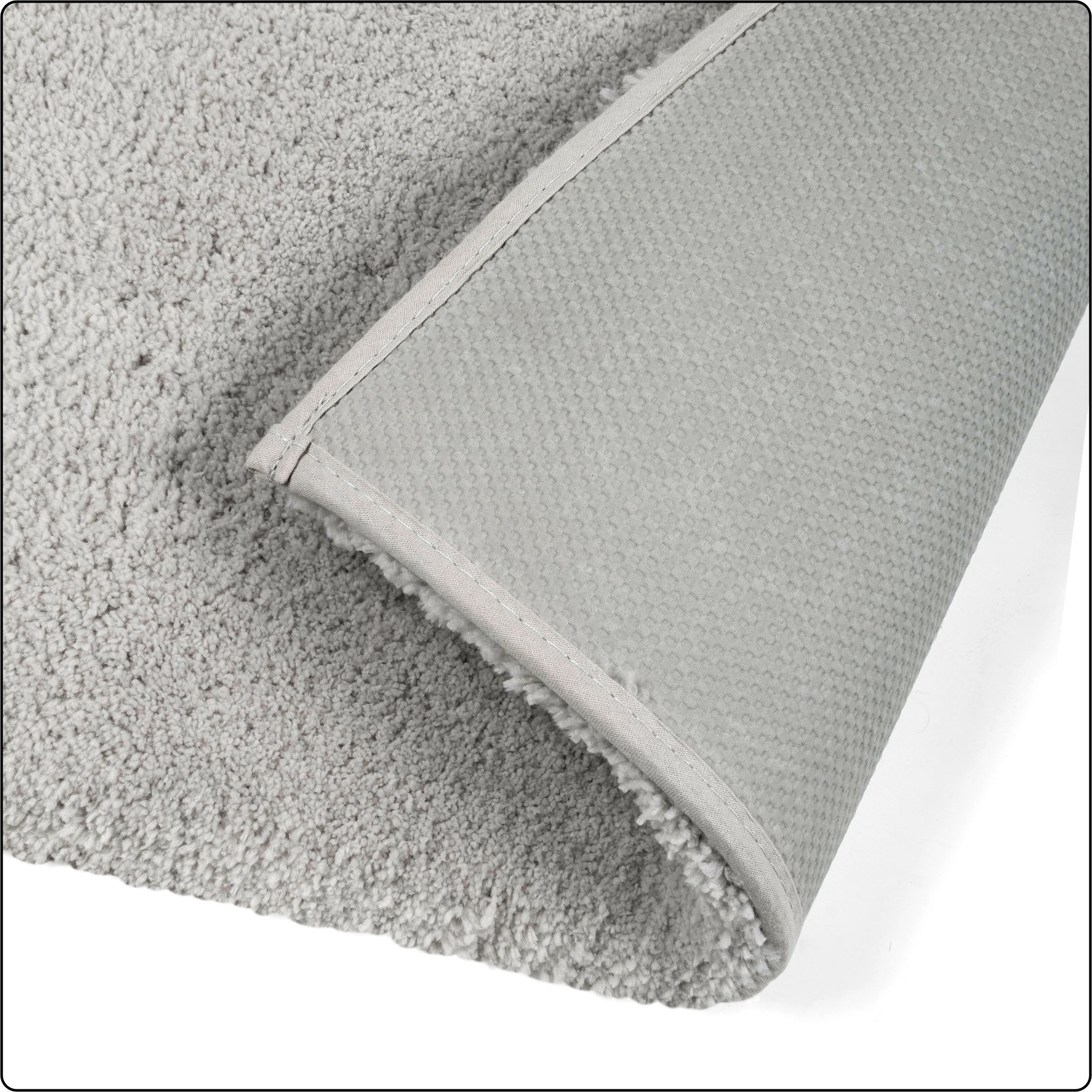 Tapis de bain en polyester gris clair uni 3K Hometrends