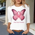 thumbnail image 2 of Fgnfyis T-Shirts pour Femmes Sensibilisation au Cancer Hauts Décontractés Col Rond Manches Trois-Quarts Design Imprimé pour Célébrations Quotidiennes Printemps Été Automne Hauts pour Femmes Blanc m, 2 of 4