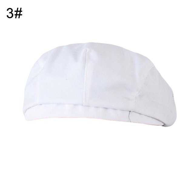 Unisex Beret Geometric Pattern Duck Mouth Style Men Women Pure Color Short Brim Chef Hat for Baker