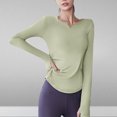thumbnail image 2 of Timegard Hauts de Yoga pour Femmes à Manches Longues, Col en V, T-Shirt Froncé, Chandails de Sport, Entraînement, Course, 2 of 4