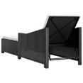thumbnail image 2 of vidaXL Sun Lounger with Cream White Cushion Poly Rattan Black, 2 of 5