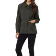 thumbnail image 1 of INSPIRE CHIC Women's Drawstring Waist Flap Pockets Lightweight Utility Jacket Dark Grey L, 1 of 5