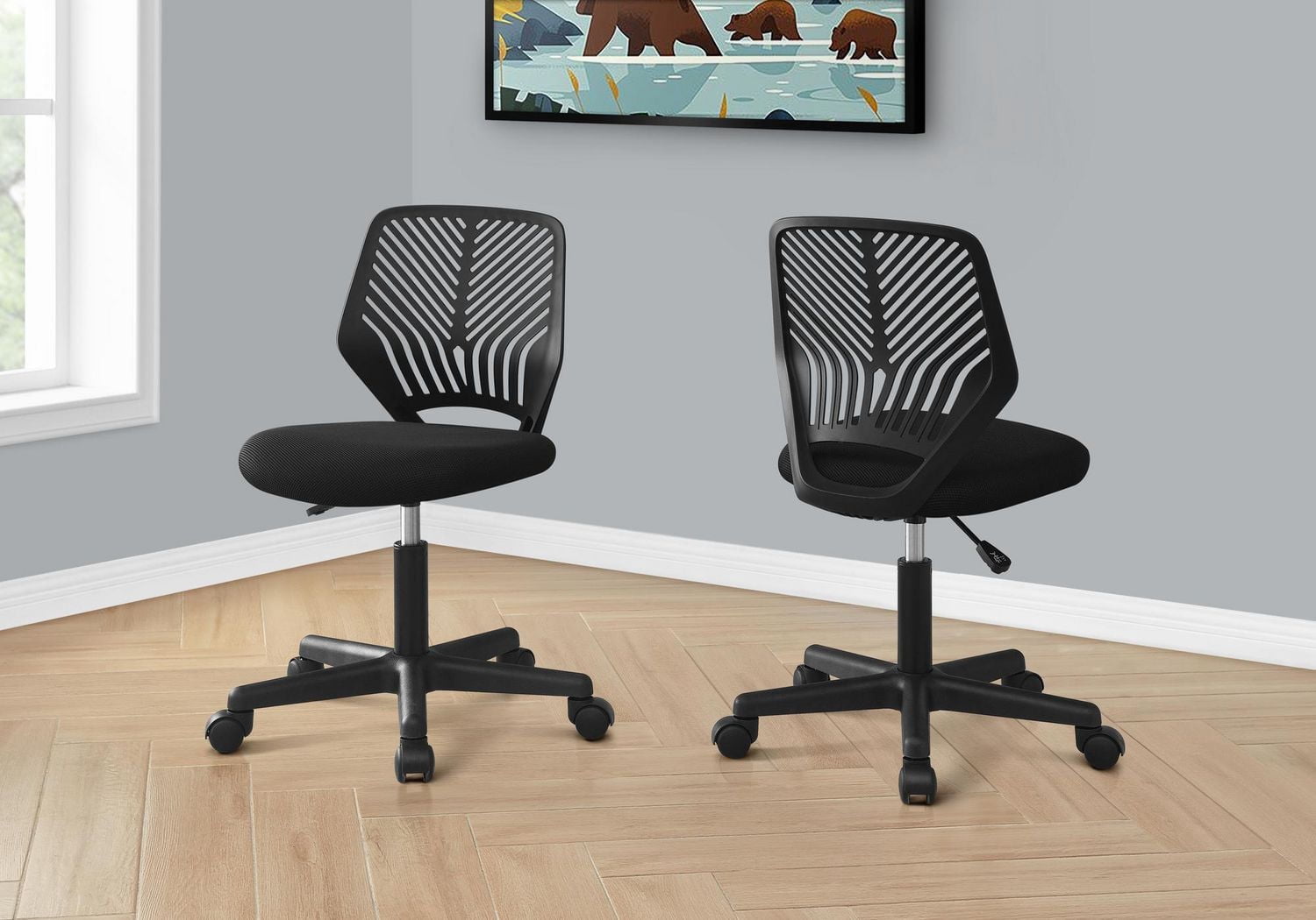 Monarch Specialties Chaise De Bureau, Hauteur Ajustable, Pivotant, Ergonomique, Bureau, Travail, Juvénile, Métal, En Tissu, Noir, Contemporain, Moderne