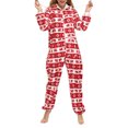 thumbnail image 1 of Wangsaura Female Deer/ Snowflake Print Long Sleeve Hooded Jumpsuit with Zipper, 1 of 9
