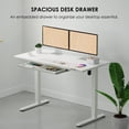 thumbnail image 2 of Electric Standing Desk with Glass Tabletop and Drawer, Ergonomic Height Adjustable Stand Up Table Home Office Computer Sit Stand Desk with Memory Controller, Type-C & USB Ports, White, 2 of 8