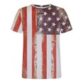 thumbnail image 4 of Pompotops Mode Femmes Col Rond Casual Manches Courtes Drapeau Américain Tops T-shirt Chemisier, 4 of 5