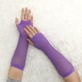 thumbnail image 5 of Unique Bargains Gants Résille Sans Doigts à Trou pour le Pouce pour Femmes Longueur Coude Violet Longs-1 Paire, 5 of 5