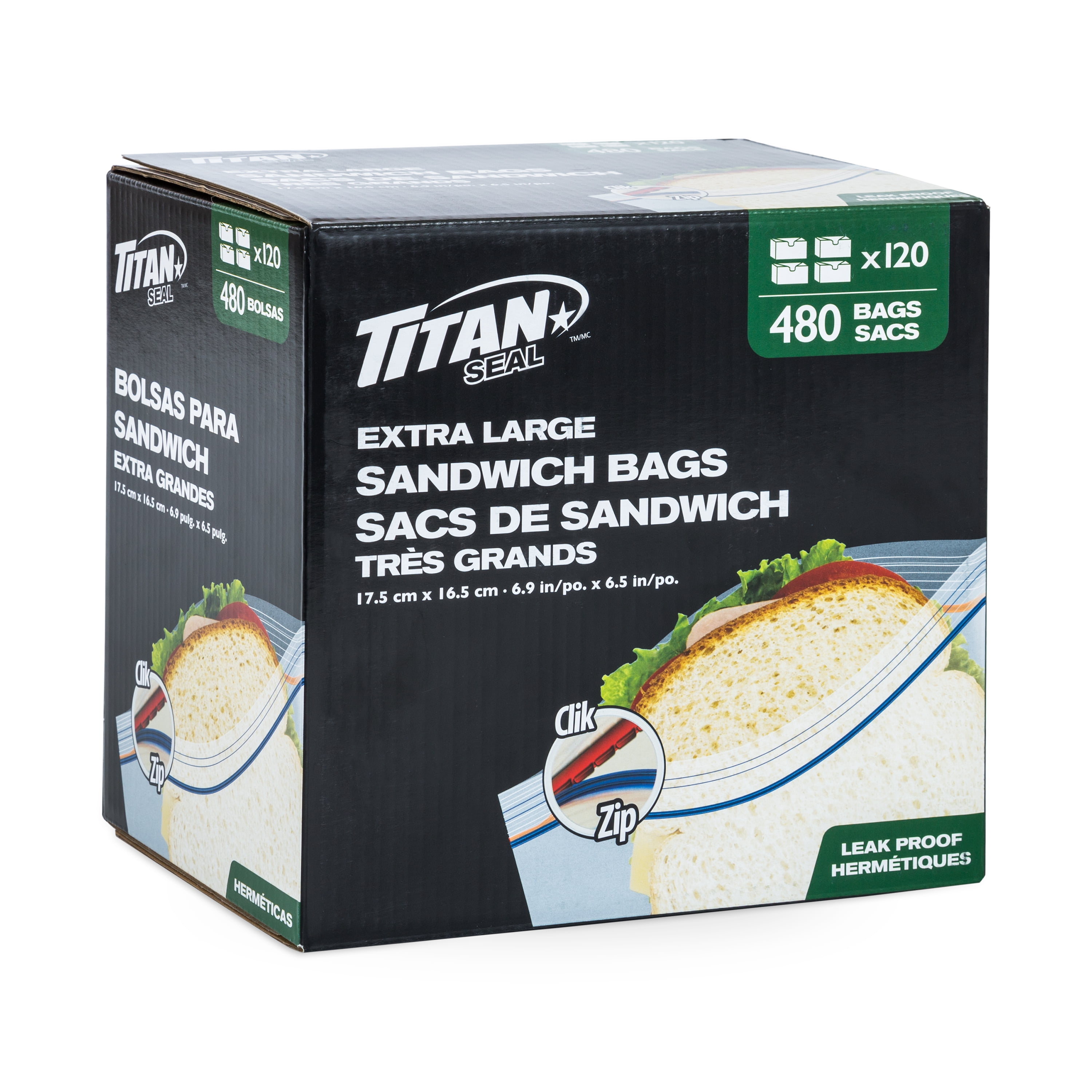 TITAN Extra Large Sandwich Bags, 480 Bags
