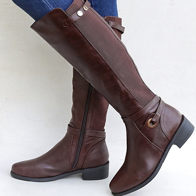 EGNMCR Bottes d'Hiver pour Femmes Bottes d'Hiver pour Femmes Chaussures à Talon Bas Confortables Extérieur Antidérapantes Extérieur Bottes Mi-Mollet