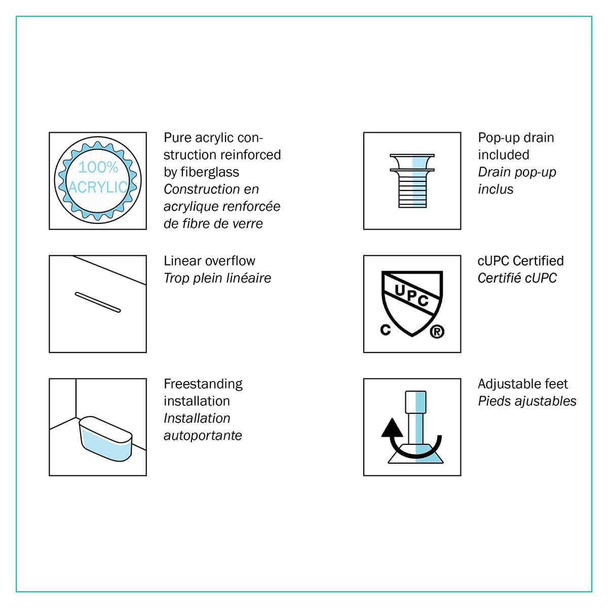 A&E Bain et Douche JORIMI-59-WHT BAIN AUTOPORTANTE