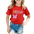 thumbnail image 4 of PMVFHDE Hauts de Bain pour Fille T-Shirt Fille d'Anniversaire à Manches Courtes T-Shirt d'Été à Col Rond Coupe Décontractée Chandails de Base Rouge, 12-13 Ans, 4 of 4