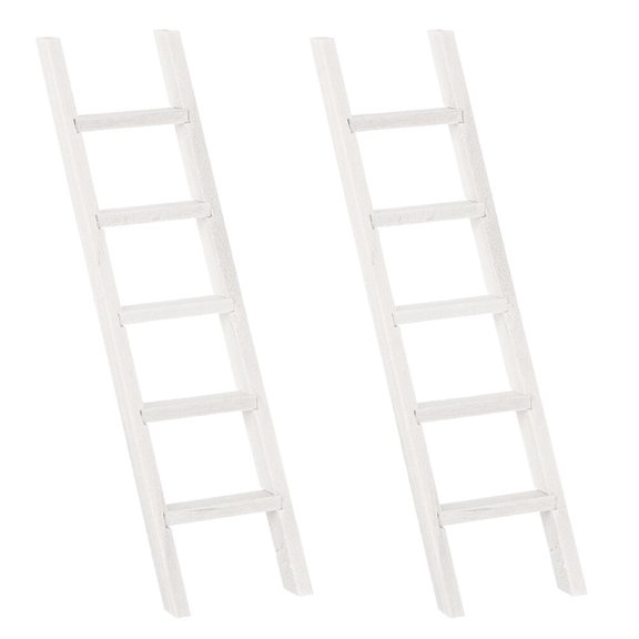 Shisuyan Decorative Ladder Miniature Wood Ladders White 2Pcs 4.83X1.14X0.24in